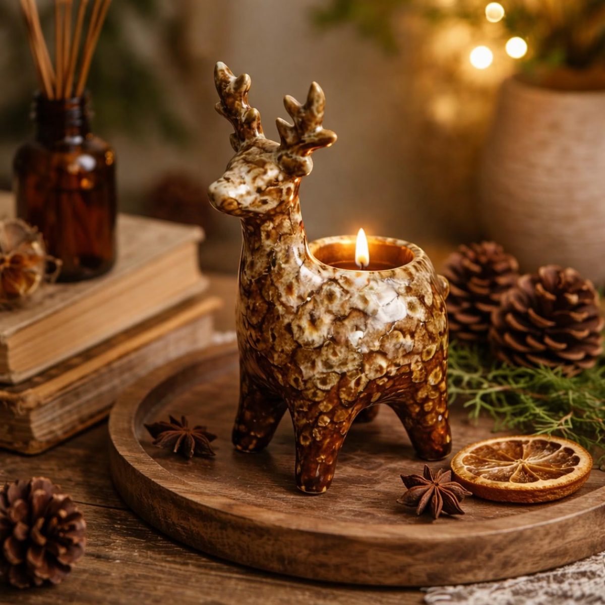 Ceramic Reindeer Candlesticks, Nordic Table Decorations, Animal-shaped Tea Candlesticks, Unique Housewarming Gifts, Festive Table Settings