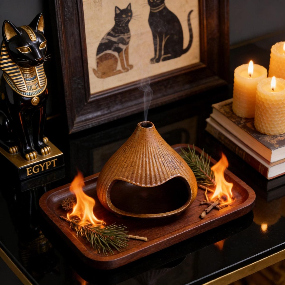 Matte Textured Ceramic Mini Incense Burner Cone Holder, Small Gothic Style Home Decor Ornament for Meditation and Aromatherapy
