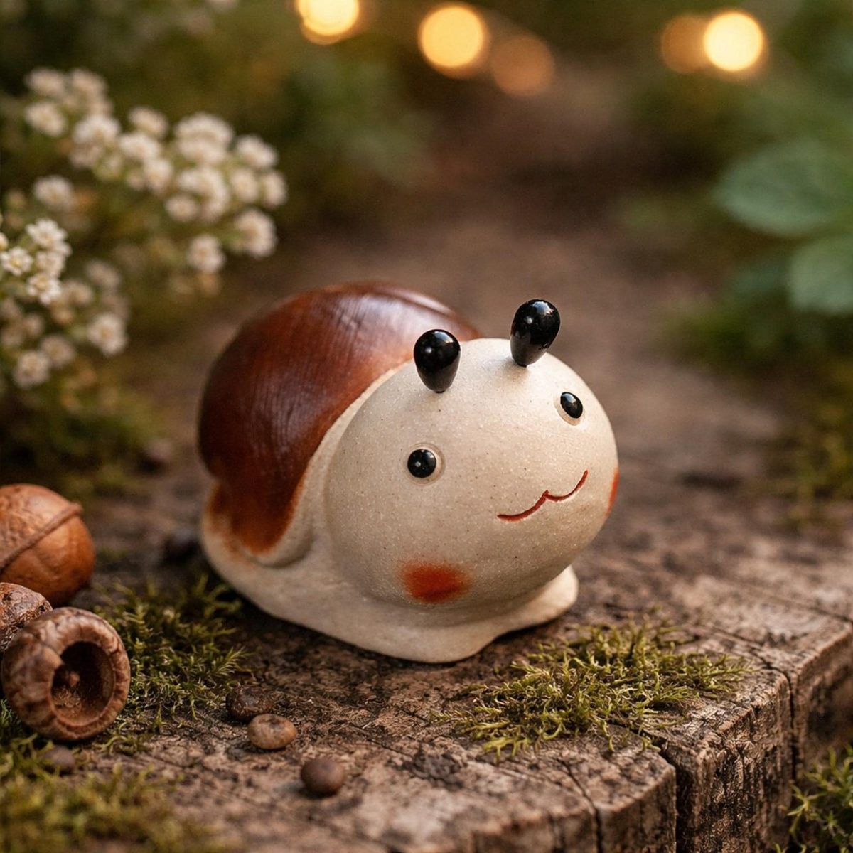 Handmade Zisha Snail Tea Pet - Cute Snail Figurine - Miniature Garden Snail Decor - Slow Life Gift - Small Animal Sculpture