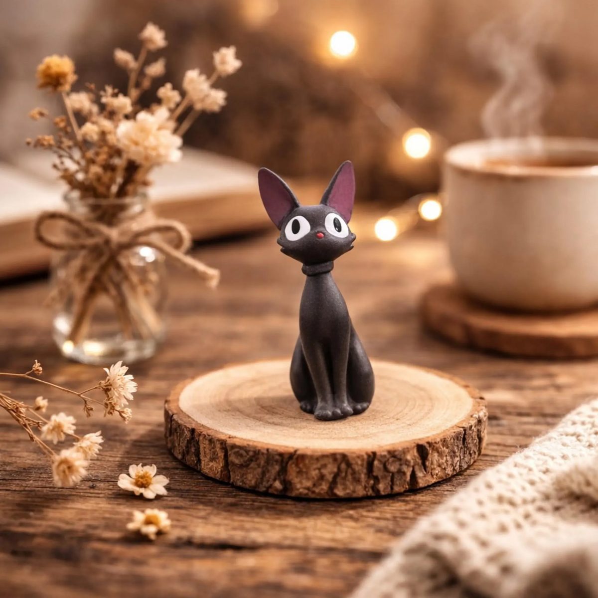 Handmade Zisha Black Cat Figurine, Miniature Jiji Clay Statue, Cute Kitten Tea Pet, Oriental Tea Accessory, Small Zisha Animal Sculpture