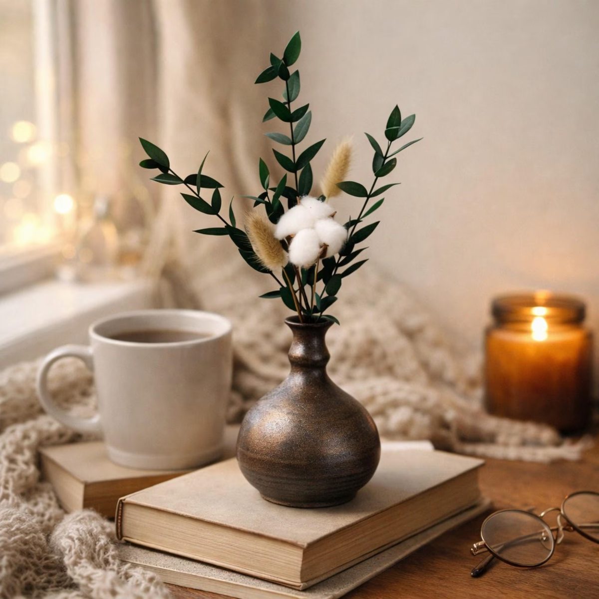 Rustic Wabi-sabi Ceramic Bud Vase - Metallic Bronze Glazed Pottery - Small Minimalist Flower Vase for Dark Academia & Earthy Home Decor