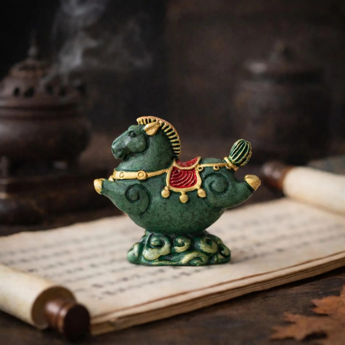 Green Sandstone Tang Dynasty Horse Figurine, Wealth & Career Success Gift, Zen Home Office Desktop Decor, Housewarming Gift for Men