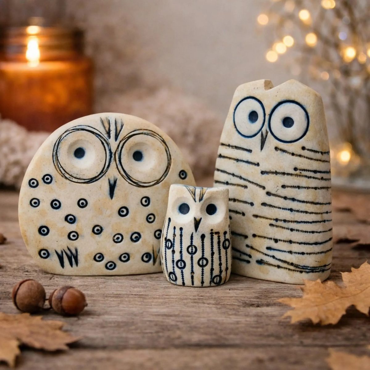 Handmade Owl Family Set of 3, Cozy Home Decor Accent – Gift for Owl Lovers