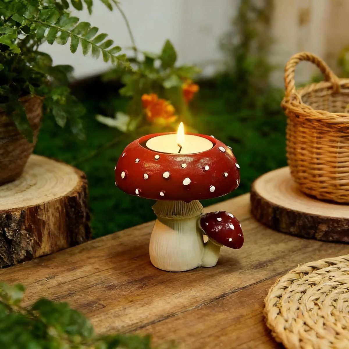 Candle Holders — Mushroom-shaped, Resin, and Handcrafted Ceramic Candle Holders — A Warm and Thoughtful Gift