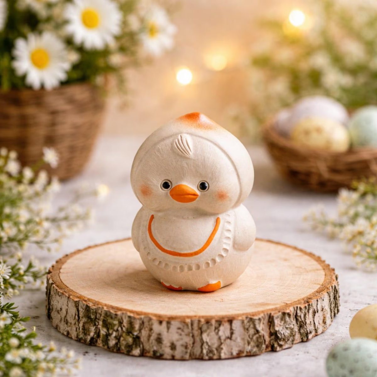 Handmade Purple Clay Duckling Tea Pet, Cute Peach Duck Figurine, Zendesk Pet, Kawaii Tea Tray Accessory, Unique Tea Lover Gift